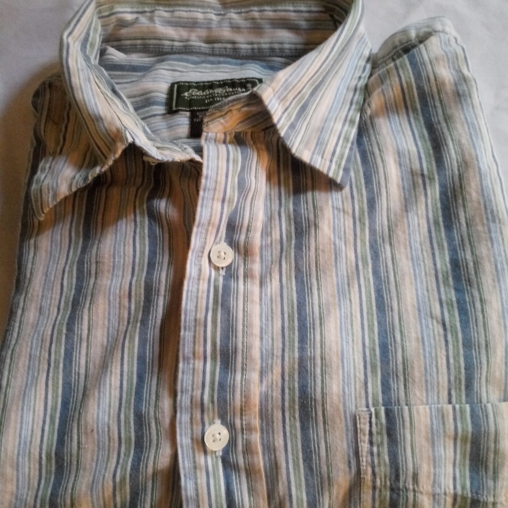 Eddie Bauer Striped Long Sleeved Shirt TALL Large